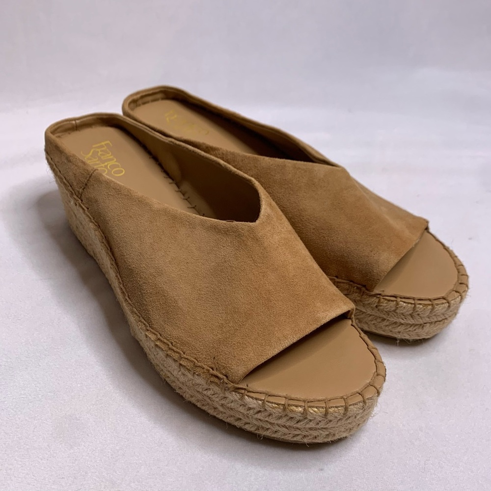 Women’s Franco Sarto Pine Espadrille Wedge size 8.5 Brown leather sandals